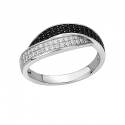 Bague Argent Noir Femme -...