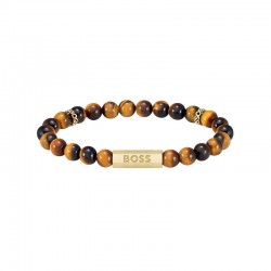 Bracelet Homme Boss Sphere Stones Œil de Tigre Marron Acier | 1580661M
