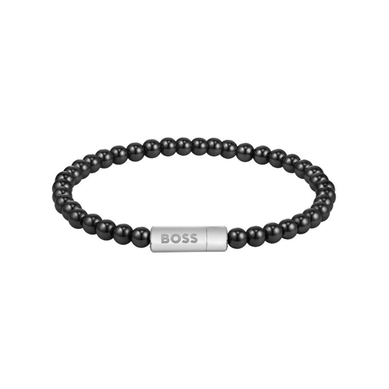 Bracelet Homme BOSS Sphere Beads Acier & Onyx Noir | 1580789M