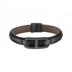 Bracelet Boss Kode Cuir et Acier Noir | 1580784M