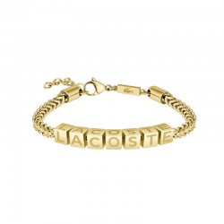 Bracelet Lacoste chaîne maillons cubes dorés | 2040522