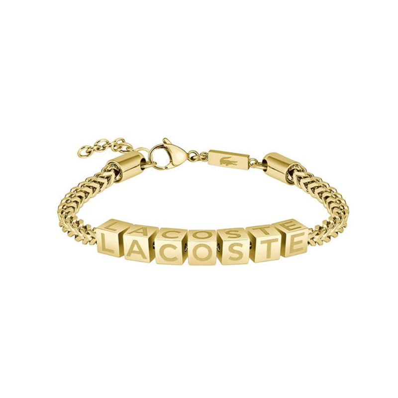 Bracelet Lacoste chaîne maillons cubes dorés | 2040522