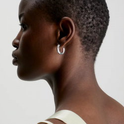 Demi Créoles Calvin Klein Torsadées Argenté | 35000310