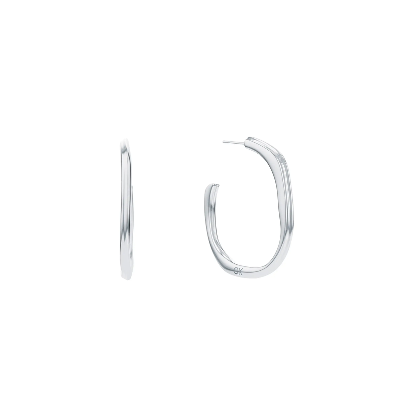 Demi Créoles Calvin Klein Sculptural Elemental Argenté | 35000643