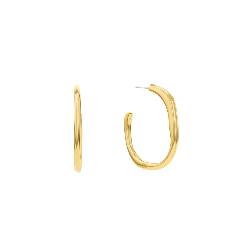 Demi Créoles Calvin Klein Sculptural Elemental Doré | 35000644