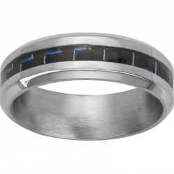 Bague acier carbone bleu –...