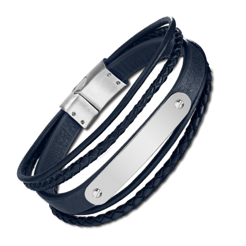Bracelet En Acier Avec Pierres Et Perle Multicolore