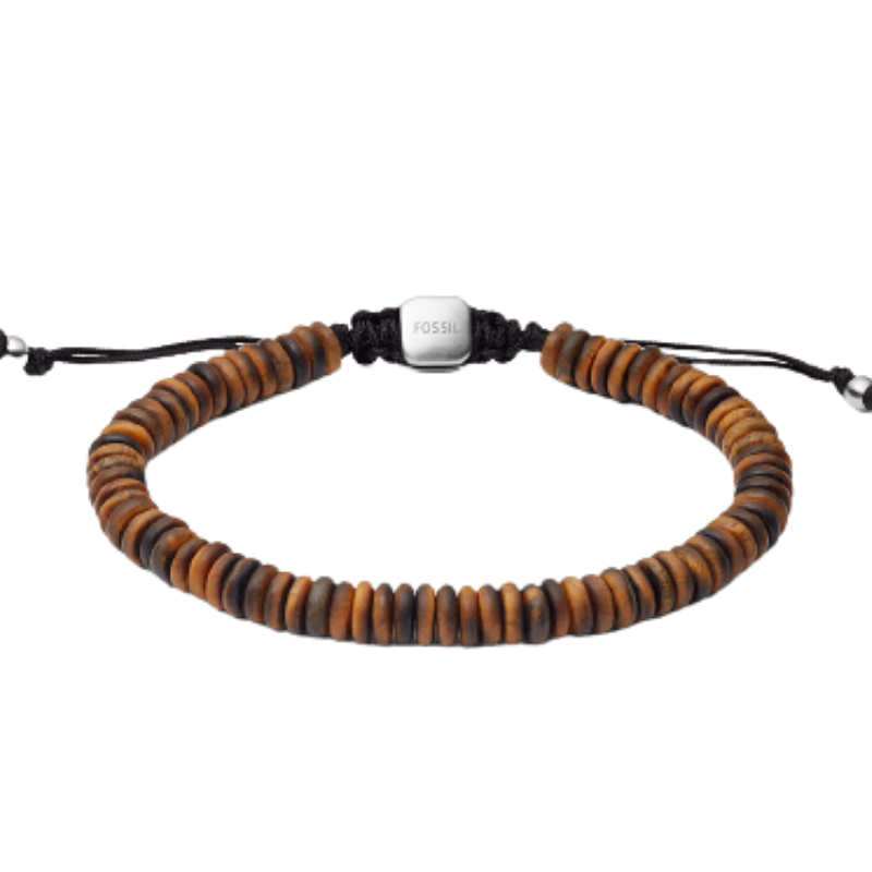 Bracelet FOSSIL en Acier et Œil De Tigre Marron - JF02939040 - Cleor